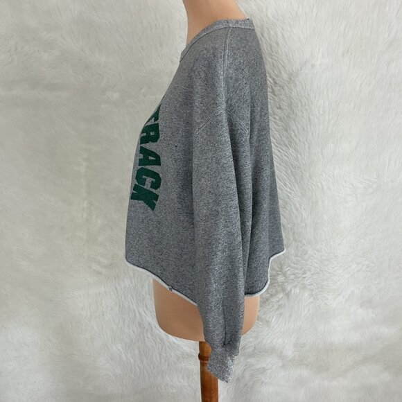 The Great. Heather Gray & Green Track Bears Cropped Sweatshirt Size 1 US S - Picture 3 of 7